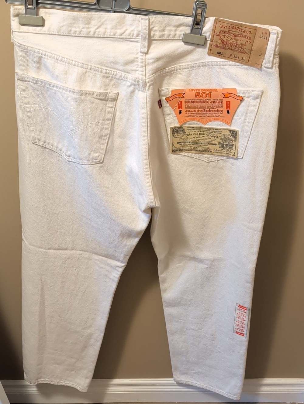 Levi's Men's Straight White 501 Jeans with Original Labels